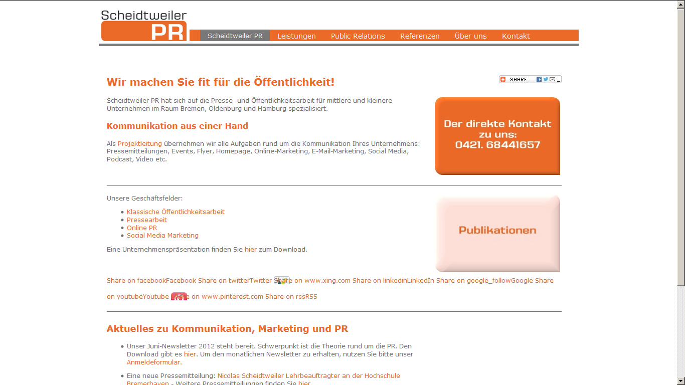 Homepage scheidtweiler.net bis Juni 2012
