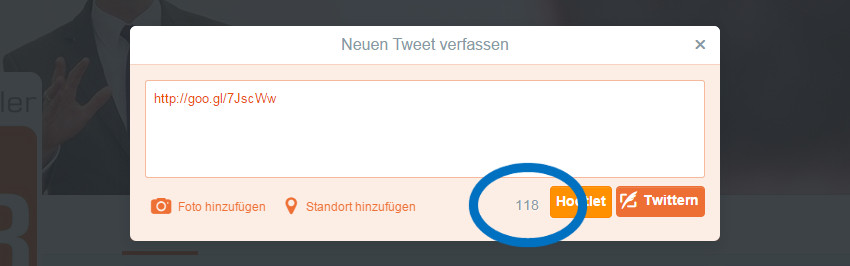 Twitter - goo.gl-Link teilen mit 140 Zeichen Twitter - goo.gl-Link teilen mit 140 Zeichen
