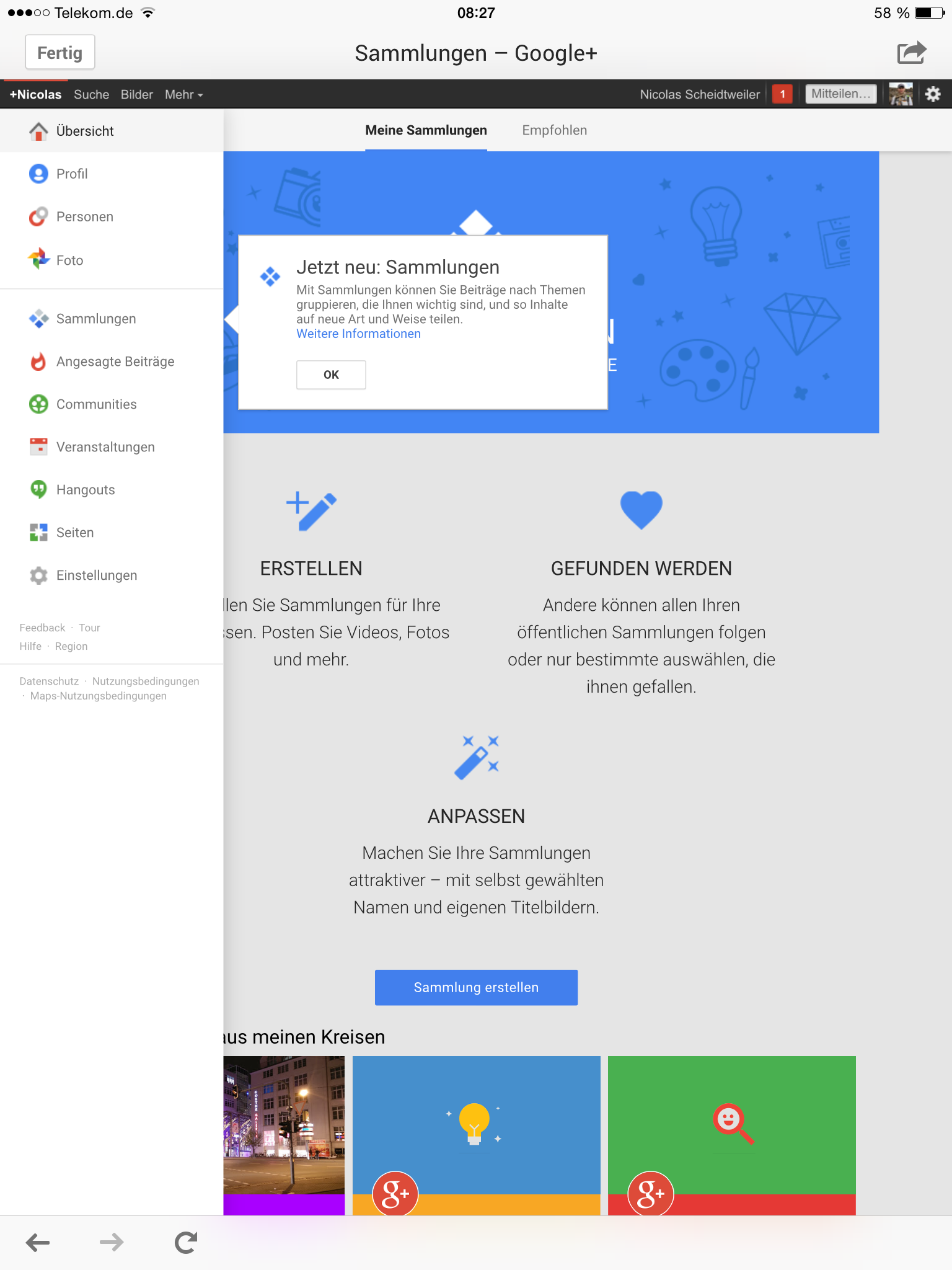 Screenshot Googleplus-Sammlung Screenshot Googleplus-Sammlung